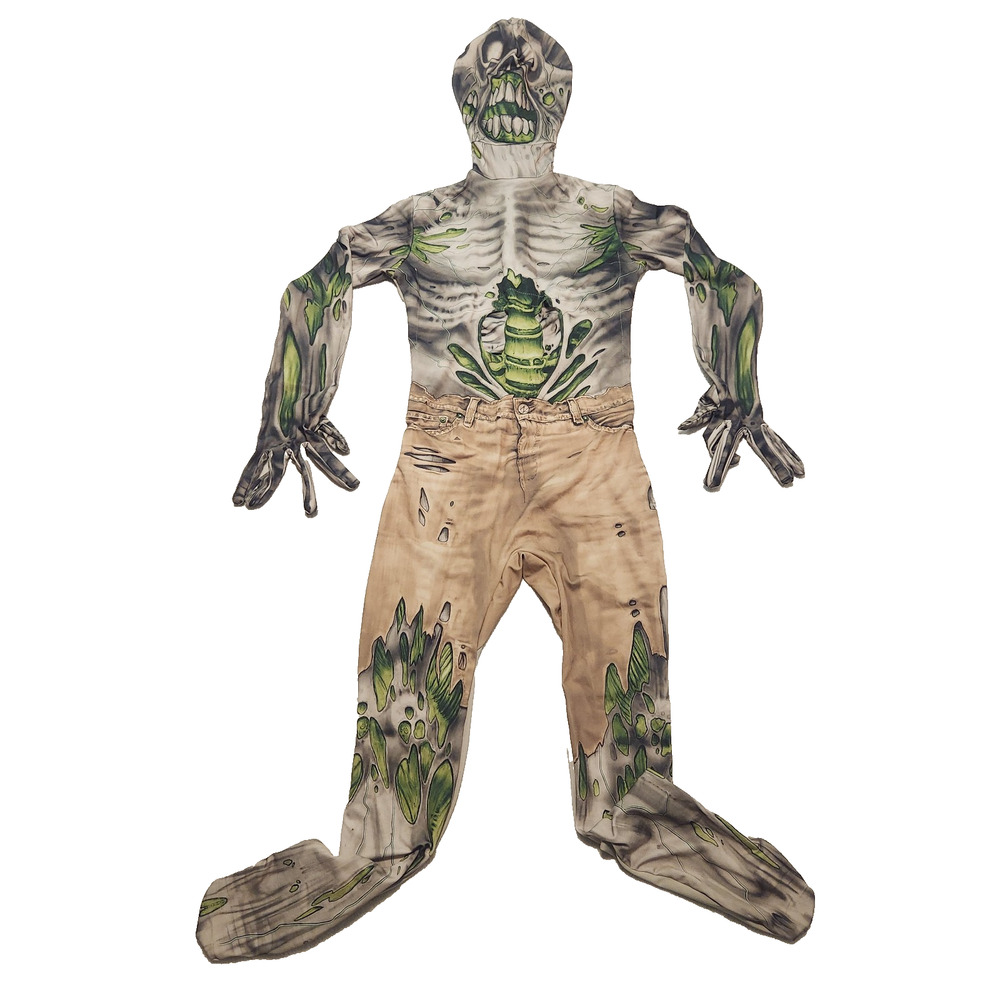 Skeleton Zombie Full Bodysuit Halloween Costume Creepy Monster Kid/Youth Size